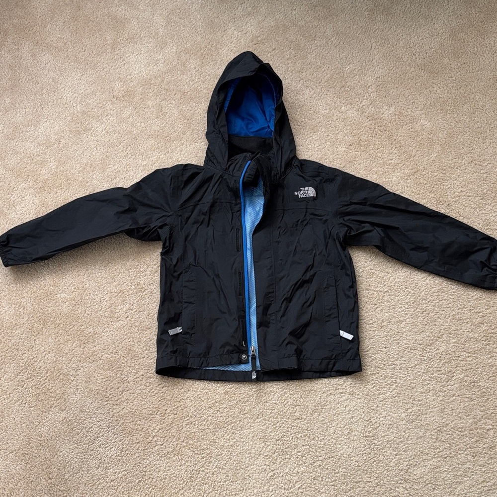 The North Face Kids Black Raincoat with Blue Interior